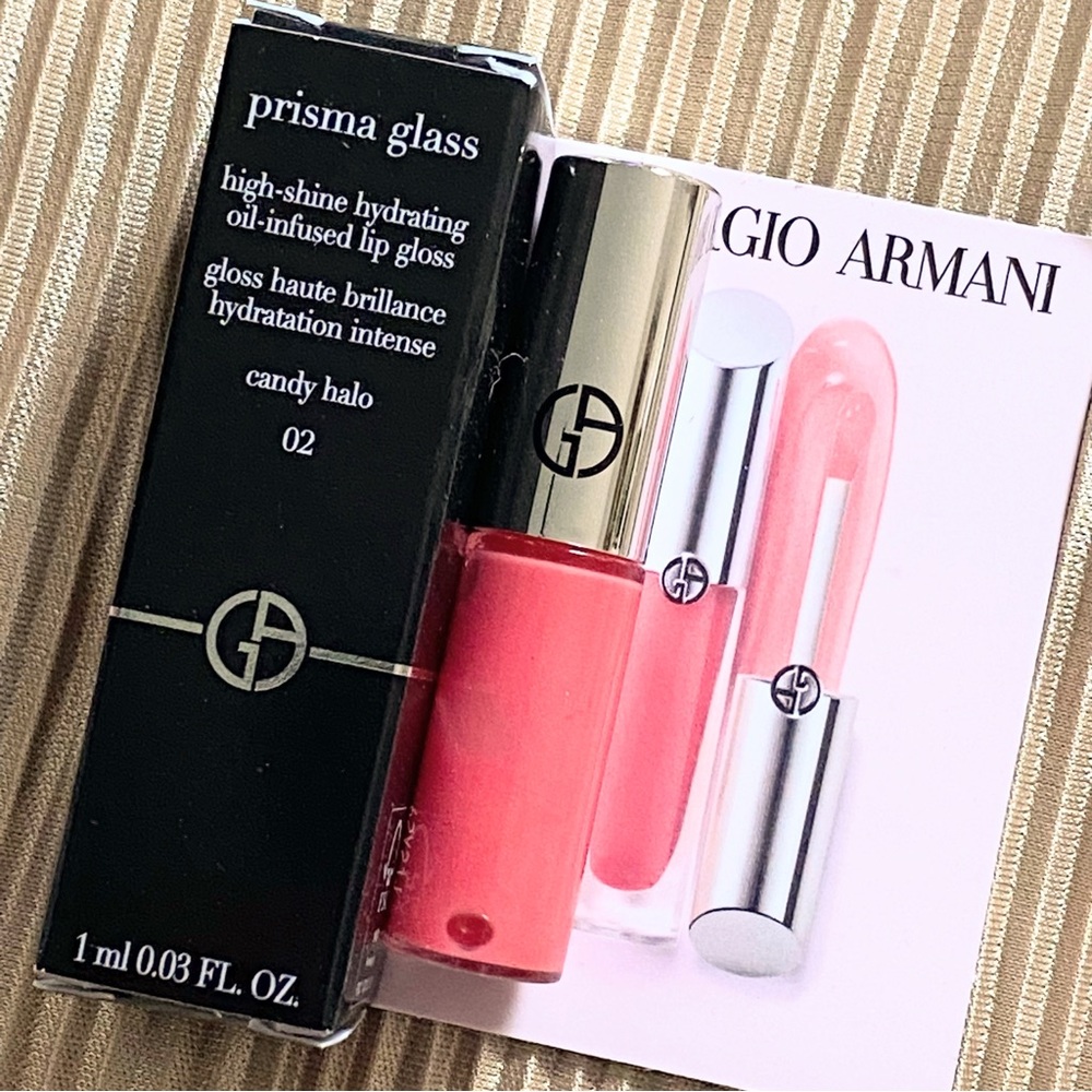 Giorgio Armani Prisma Glass Lip Gloss In 02 Candy Halo Pink 1ml Travel